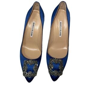 Manolo Blahnik Royal Blue Embellished Heels